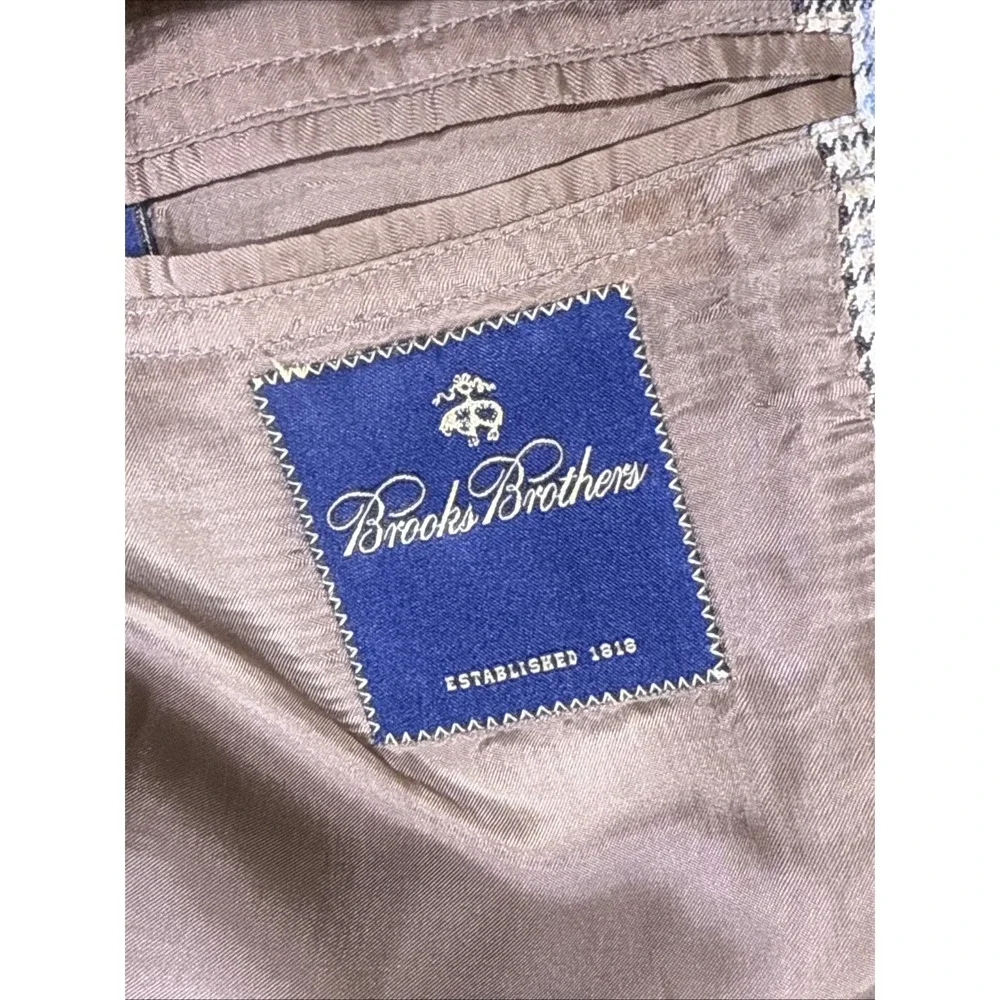 Brooks Brothers Blazer Mens Size 41 Silk Linen Wool Blend Career Office Academia